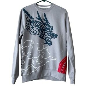 Gray Dragon Print Sweatshirt